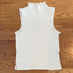 Sleeveless White Ribbed Top